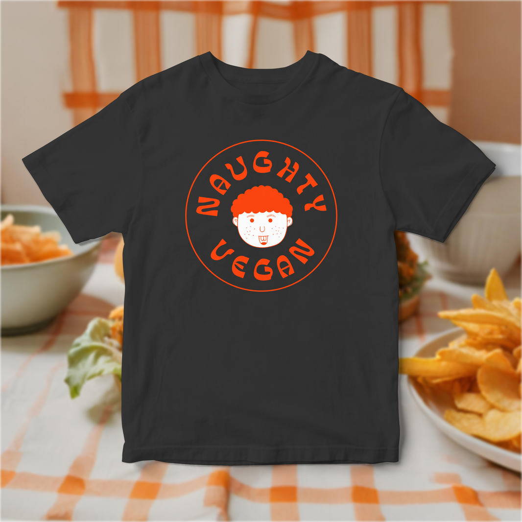 Black Naughty Vegan Logo T-shirt