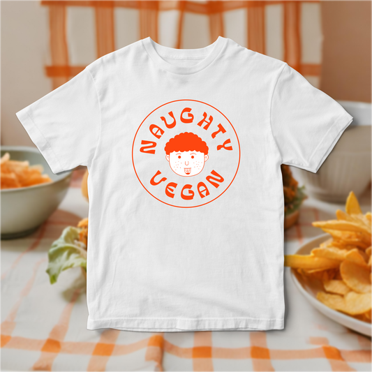 White Naughty Vegan Logo T-shirt